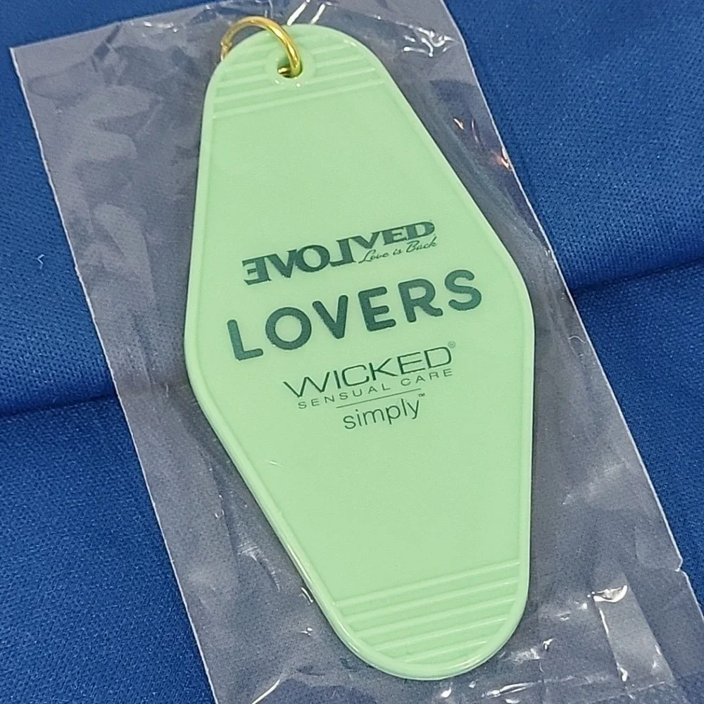 Pleasure Is Power Retro Motel Key Tag‎ Keychain Light Blue Advertising Sealed